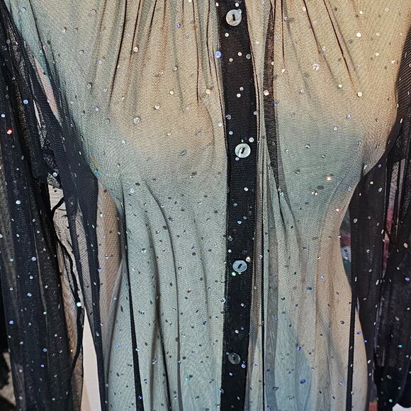 SCOLAR Sheer Japanese Black Sparkle Dress Pleats Medium - Picture 10 of 11